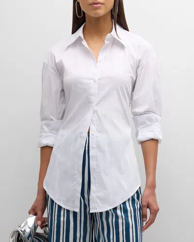 Simonmiller Loch Stretch Cotton Poplin Button-front Shirt In Macadamia