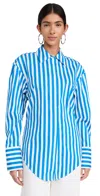 Simonmiller Loch Striped Poplin Button Up Top Blue Stripe