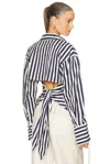 Simon Miller Simonmiller Loch Poplin Tie Back Button Up Shirt In Blue