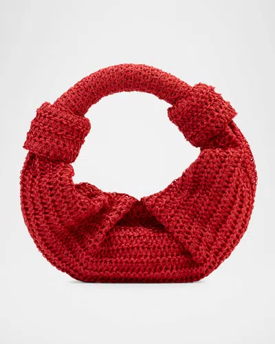Simonmiller Lopsy Knot Straw Top-handle Bag In Cherry Red