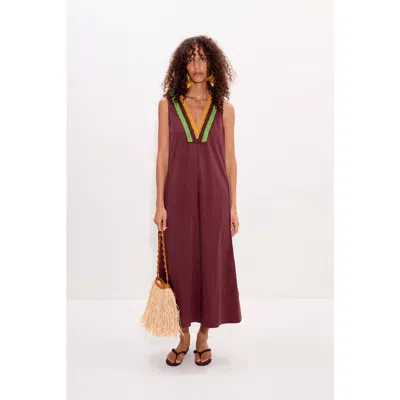 Simon Miller Simonmiller Mar Crochet Poplin Midi Dress In Red