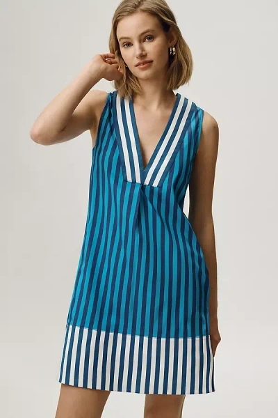 Simonmiller Mar Poplin V-neck Mini Dress In Blue