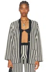 Simonmiller Max Belted Knit Cardigan In Black & Rice Flour Stripe