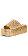 Simonmiller Cloudy Raffia Platform Slide Sandals In Gold/natural