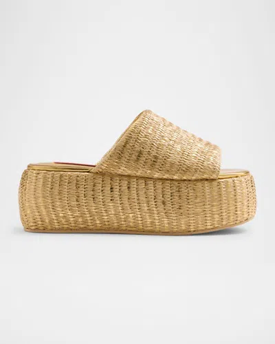 SIMONMILLER METALLIC RAFFIA CLOUDY PLATFORM SANDALS