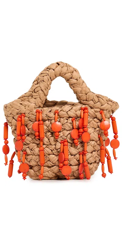 Simonmiller Mini Beaded Mercado Tote Natural/orange