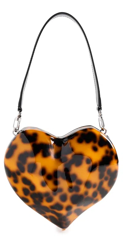 Simonmiller Molded Heart Bag Brown/black Tortoise In Animal Print