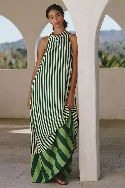 Simonmiller Mona Crepe High-neck Maxi Dress In Green