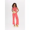 Simonmiller Pia Poplin Pant In Cherry Red Wavy Gingham