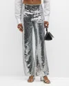 Simonmiller Pia Sequined Flare Pants In Satellite Silver