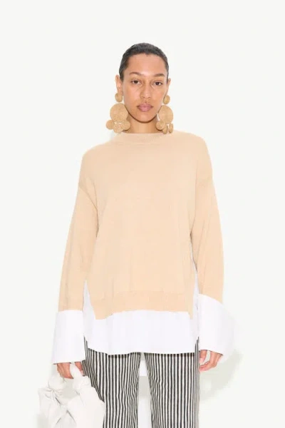 Simonmiller Pip Poplin Combo Sweater In Rice Flour/macadamia