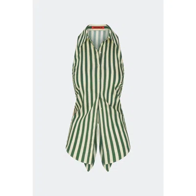 Simon Miller Simonmiller Printed Loch Sleeveless Poplin Button Up In Green