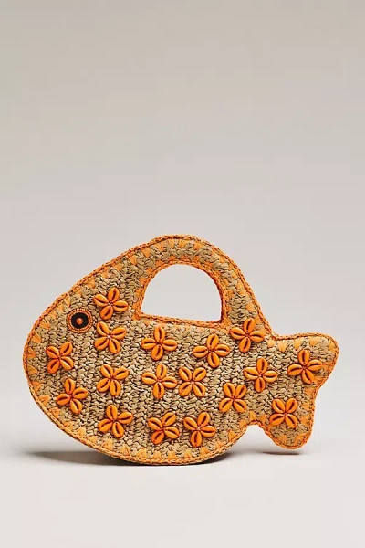 Simonmiller Puka Fish Raffia Bag In Orange