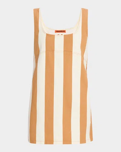 Simonmiller Sahara Striped Denim Mini Dress In Tan Stripe