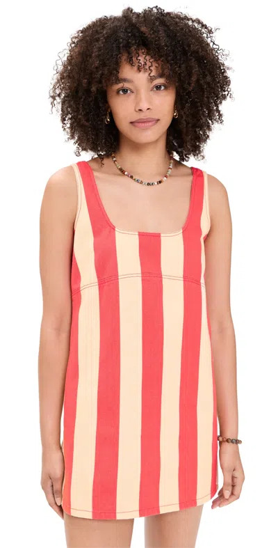 Simonmiller Sahara Striped Denim Mini Dress Venetian Red Stripe