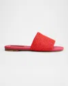 Simonmiller Salerno Raffia Flat Slide Sandals In Red/pink