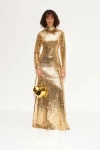 Simonmiller Sequin Sculpty High-collar Maxi Dress In Star Gold
