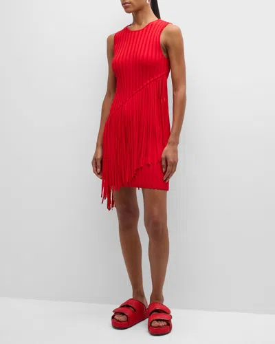simon miller spiral knit mini dress Simon Miller Spiral Sleeveless Fringe Mini Knit Dress In Paprika