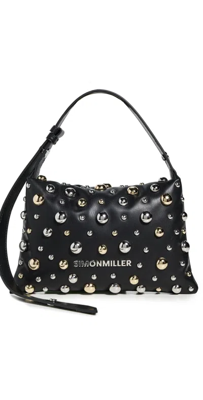 Simonmiller Studded Mini Puffin Bag Black/silver/gold In Multi
