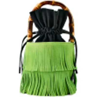 Simonmiller Tiki Fringe Suede Bag In Green