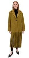Simonmiller Vero Fringe Coat Mustard Melange In Green