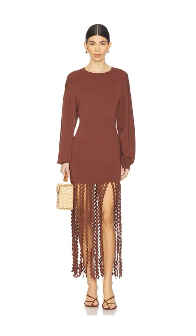 Simonmiller Wallis Knit Fringe Dress In Brown