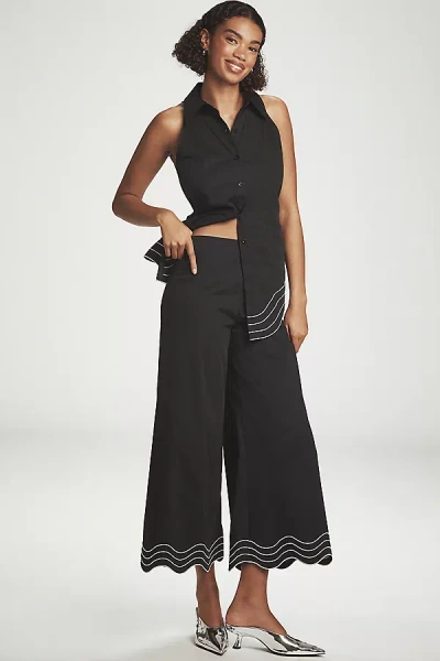 Simonmiller Wavy Cropped Wide-leg Pants In Black