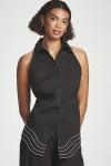 Simonmiller Wavy Sleeveless Back-cutout Blouse In Black
