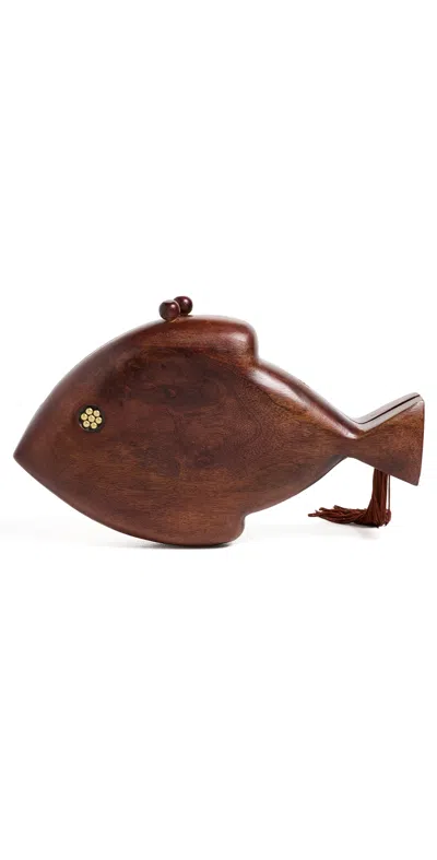 Simon Miller Wooden Fish Bag Mahogany In Brown