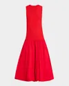 Simonmiller Yanez Poplin Combo Dress In Cherry Red