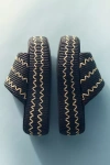 Simonmiller Zig Zag Raffia Platform Slide Sandals In Black