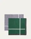 Simonnot Godard Men's 2-pack Egyptian Cotton Handkerchiefs In Night Green