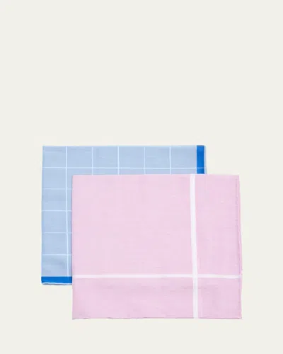 Simonnot Godard Men's 2-pack Egyptian Cotton Handkerchiefs In Sky Lilac