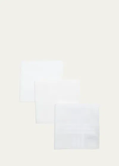 Simonnot Godard Men's 3-pack Cotton Handkerchiefs In White