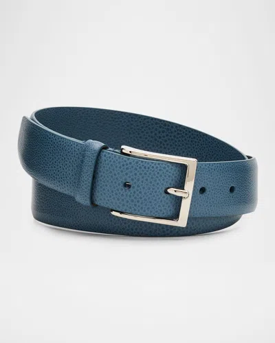 Simonnot Godard Men & Apos;s Galuchat Grained Leather Belt, 35mm In Blue