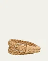 Simonnot Godard Men's Bicolor Braided Leather Belt, 35mm In Biche