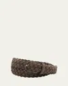 Simonnot Godard Men's Bicolor Braided Leather Belt, 35mm In Facade