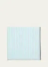 Simonnot Godard Men's Buren Cotton Stripe Pocket Square In Turquoise