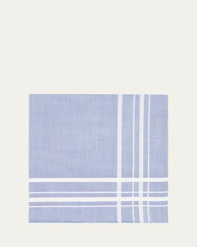 Simonnot Godard Men's Egyptian Cotton Check Pocket Square In Blue