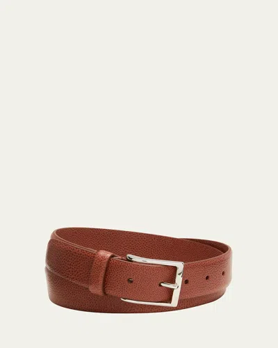 Simonnot Godard Men's Galuchat Grained Leather Belt, 35mm In White
