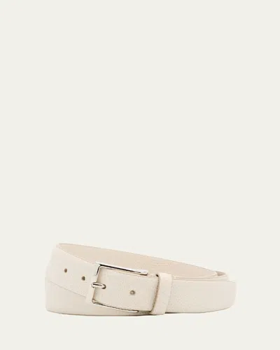 Simonnot Godard Men's Galuchat Grained Leather Belt, 35mm In Poussiere