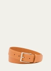 Simonnot Godard Men's Galuchat Grained Leather Belt, 35mm In Tobacco