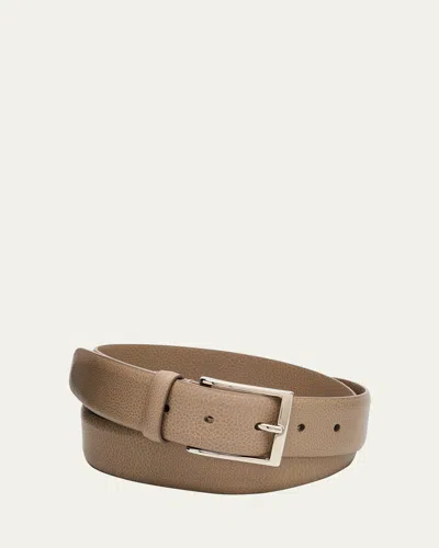 Simonnot Godard Men's Galuchat Grained Leather Belt, 35mm In Tourterelle