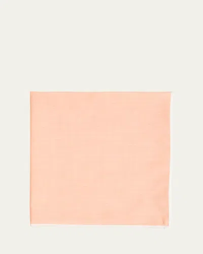Simonnot Godard Men's Mineral Cotton Pocket Square In Orange