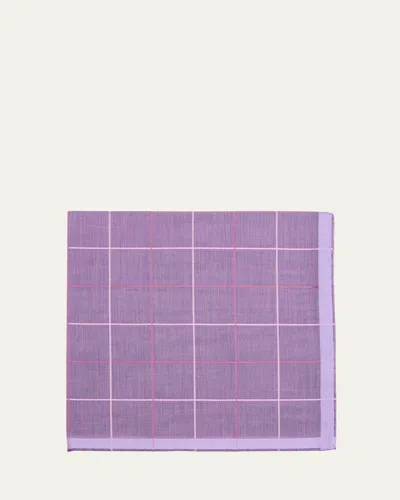 Simonnot Godard Men's Quadrille Egyptian Cotton Pocket Square In Purple