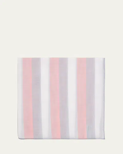 Simonnot Godard Men's Ravello Stripe Egyptian Cotton Handkerchief In Silver Blue Sky