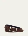 Simonnot Godard Men's Reversible Suede Wool Felt Belt In Brown