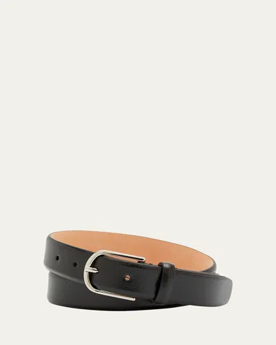 Simonnot Godard Men's Saffiano Leather Belt, 30mm In Black