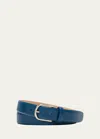 Simonnot Godard Men's Saffiano Leather Belt, 30mm In Denim