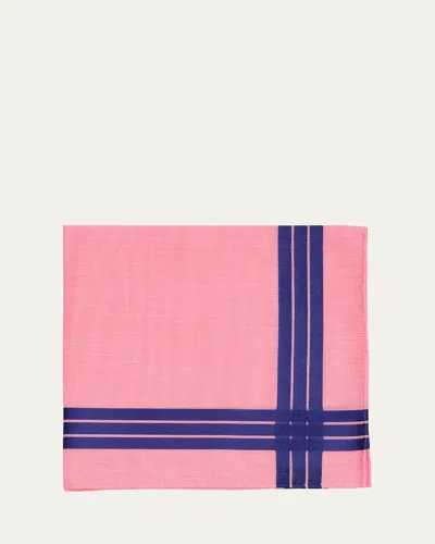 Simonnot Godard Men's Satin Crossed Stripe Cotton Handkerchief